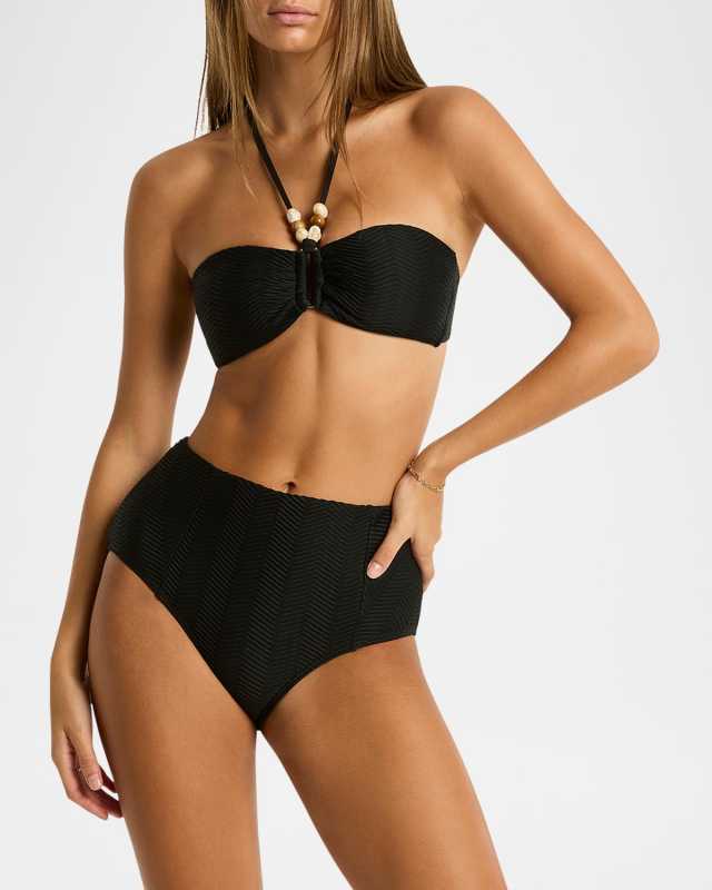 Panelled High Waist Bikini Bottoms
